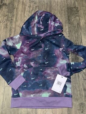Nike Purple and Navy Tie-Dye Swoosh Pullover Hoodie
